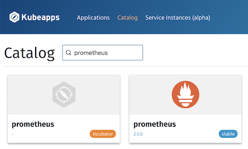 Kubeapps Search Prometheus